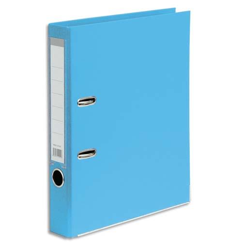 CLASSEUR À LEVIER EN POLYPROPYLÈNE INTÉRIEUR/EXTÉRIEUR. DOS 5 CM. FORMAT A4. COLORIS BLEU CIEL. - LOT DE 5