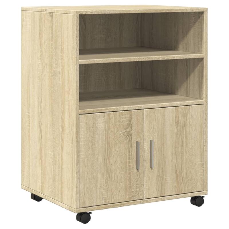 Décoshop26 - Meuble de bureau sur roulettes armoire de rangement 60 x 48 x 81 cm bois d'ingénierie couleur chêne DEC024494 - Bois massif 3000254734949_0