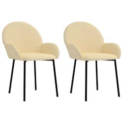 Décoshop26 - Set de 2 chaises de salle à manger design moderne en tissu velours crème DEC025503 - 3000255285105_0