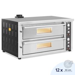 Electric Pizza Oven - 6+6 x 33 cm - 2 chambers - 13 200 W - 400 V - fireclay stone - Royal Catering - noir multi-matériau 4062859287748_0