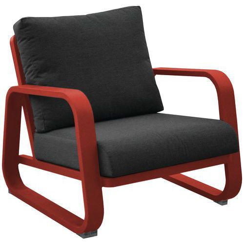 FAUTEUIL LOUNGE ANTONINO - ROUGE COUSSIN GRIS - PROLOISIRS