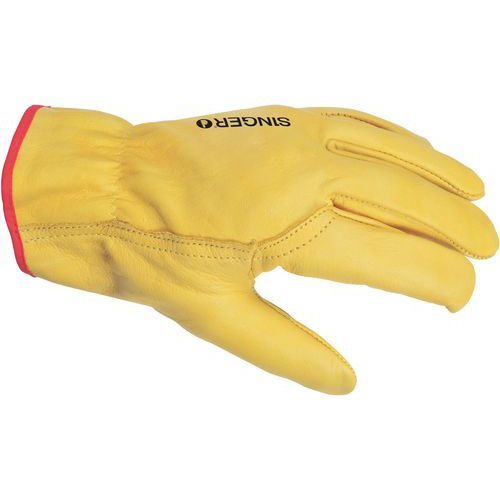 GANTS DE MANUTENTION CUIR TOUT FLEUR EN JAUNE AVEC ELASTIQUE DE TAILLE 8 - SINGER SAFETY