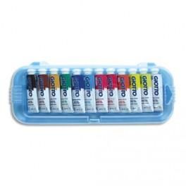 GIOTTO BOITE RIGIDE PACKEBOARDABLE DE 12 TUBES 10ML DE GOUACHE FINE, COLORIS ASSORTIS