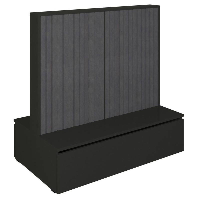 Gondole double face Vertigo T03 avec tiroir MDF noir et noir 125x74x125cm_0