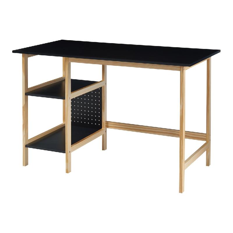 Helloshop26 - Bureau table poste de travail avec 2 étagères 120 x 60 x 75 cm noir effet bois 03_0009051 - noir Bois manufacturé 3000224486786_0