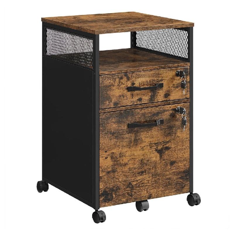 Helloshop26 - Caisson de bureau avec 2 tiroirs verrouillables 42 x 44 x 69 cm meuble de rangement de bureau avec roulettes 12_0004812 - acier 30002226_0