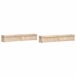 Helloshop26 - Jardinière bac lit surélevé plantes fleurs jardin terrasses lot de 2 bois de pin massif marron 02_0039048 - 3000218002008_0