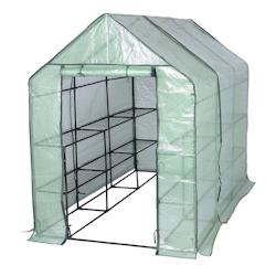 Helloshop26 - Serre avec étagères blanches 143x215x195 cm 19_0000968 - 3000245748986_0