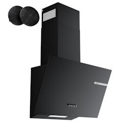 Hotte inclinée CIARRA, Hotte de cuisine inclinée A+ 580 m³/h 60 cm 3 niveaux, recyclage et évacuation VM6765AB - noir inox CBCB6765A_0