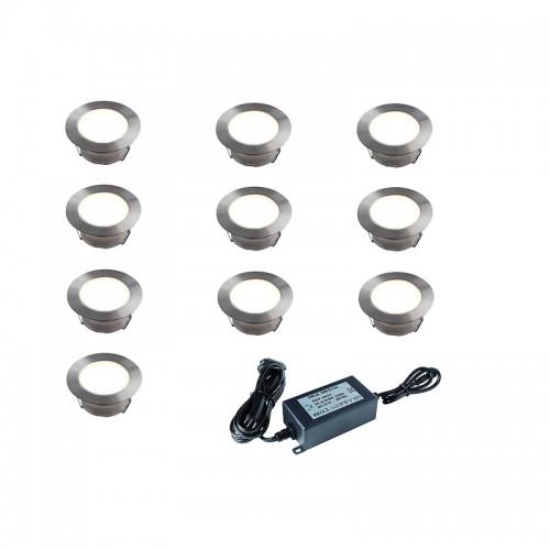 KIT DE 10 SPOTS LED POUR TERRASSE - D60 CM - 1,5W - 110 LM - SIROS OWLIA
