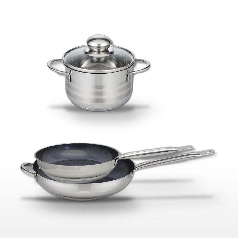 Lot 2 Poêles céramique 28/32 cm et Faitout 16 cm Elo Profi Therm Platinum - gris inox 3176239970333_0