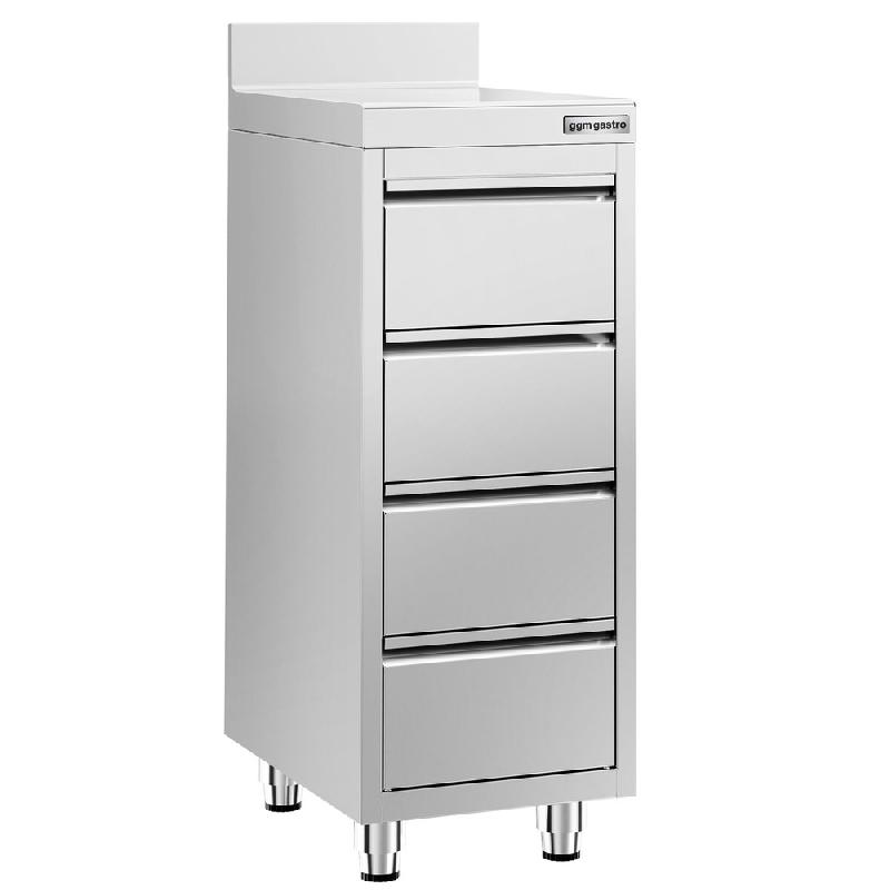 Meuble bas inox à tiroirs PREMIUM - 400 x 600 mm - 4 tiroirs - SS4SI46A_0