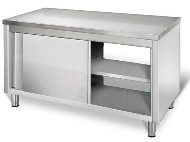 Meuble bas inox central traversant passe-plat P 700 mm - 1400_0
