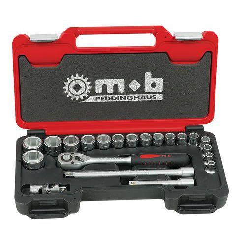 MOB 1 COFFRET BOX 1/2'' 21 PIÈCES, 6 PANS, CLIQUET POIRE