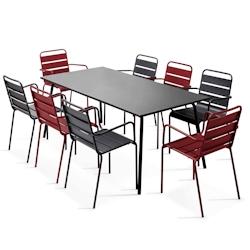 Oviala Business Ensemble table de jardin et 8 fauteuils en métal Pourpre - violet acier 114619_0
