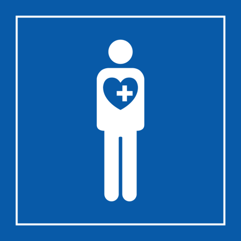 PANNEAU ACCÈS PRIORITAIRE AUX PERSONNES SOUFFRANT DE TROUBLES GRAVES - 350 X 350 - BLEU - PVC