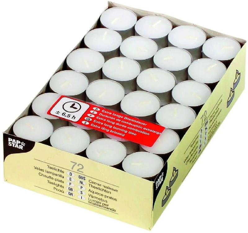 Papstar Paquet de 72 bougies chauffe-plat, diam. 39 mm, dans un contenant alu - 15230_0