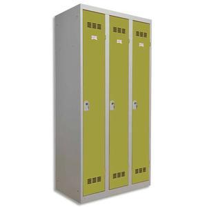 Vestiaire métal industrie propre Pierre Henry - 3 casiers - largeur 90 cm - gris perle/anis_0
