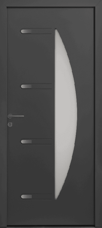 Porte d'Entrée Aluminium 80 Orphie Design Vitrage Demi-Lune Moderne Sur Mesure Référence: Porte Alu 80 Orphie_0