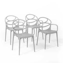 RATTATAN Set de 4 chaises en polypropylène avec fibre de verre, empilables pour extérieur, jardin, bar, restaurant, cuisine design moderne-Charlotte_0
