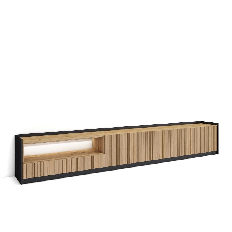 SKRAUT HOME Meuble TV, Banc Télé, Grand espace de Rangement, 310x37x50cm, Pour les TV jusqu'à 80