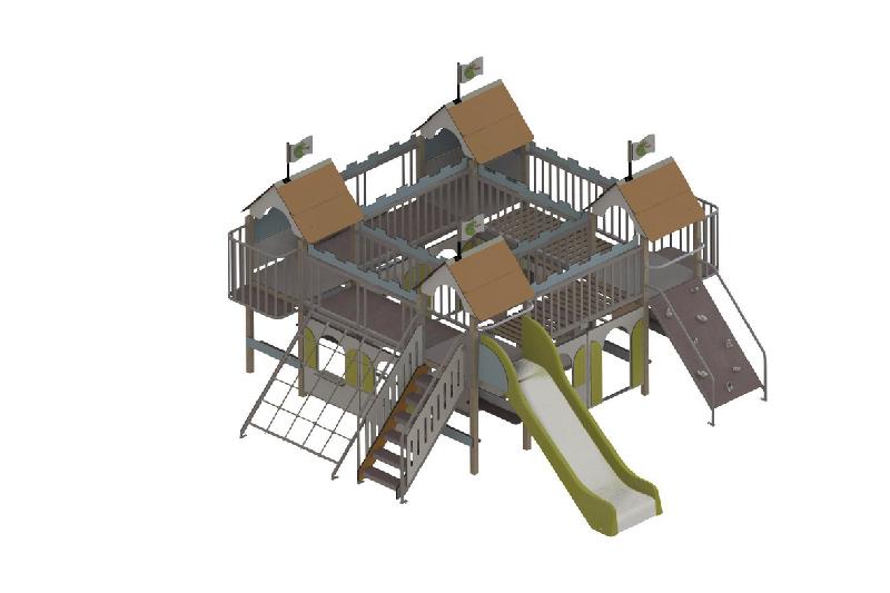 STRUCTURE CITADELLE 4 TOURS COMPLÈTE- BOIS - PLATINES - INOX - OR/BLEU-WIKI CAT - MANUTAN COLLECTIVITÉS