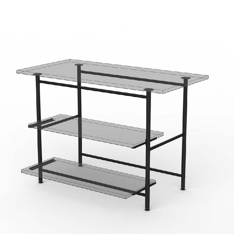Structure de table Round  tube rond p/plateau rectangl. 1116x604x900mm noir mat_0