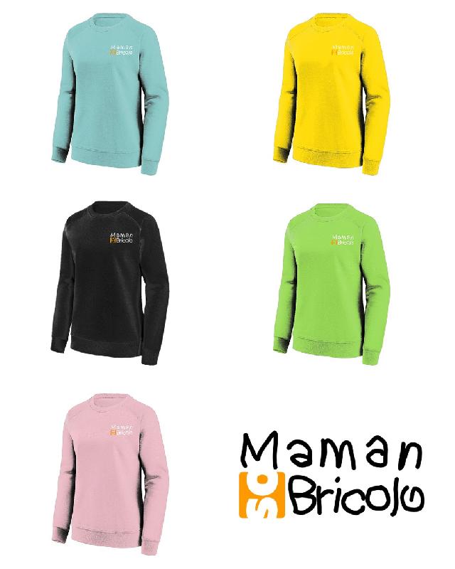 Sweat col rond maman Sobricolo - turquoise clair - coton majoritaire - SWJH030PEM - 791868_0