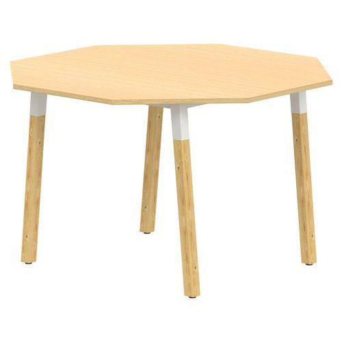 TABLE 4P INCL. MÉTAL/BOIS OCTO Ø120CM T6 STRAT ABS HÊTRE/ALU