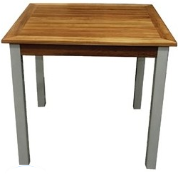 Table en teck et aluminium - cadre poudré - utilisation intérieure et extérieure - dimensions 800x800x720 mm ou 1400x800x720 mm_0