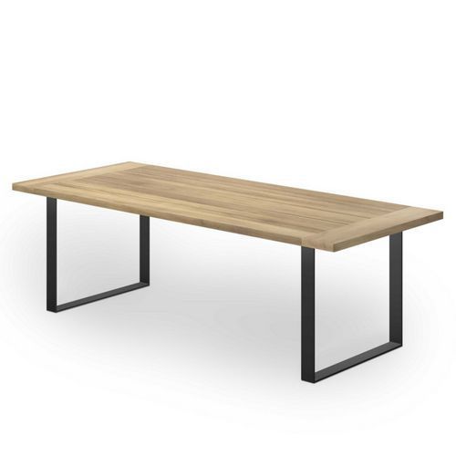 TABLE VALENCIA 300 X 100 CM PLATEAU IROKO - PIÈTEMENT MÉTAL