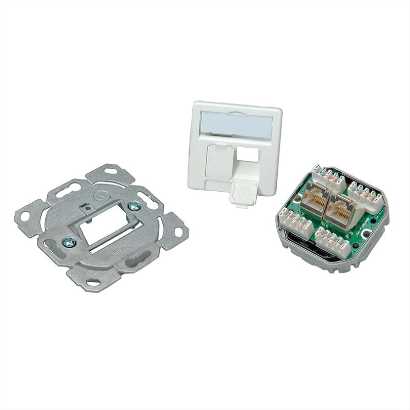 TELEGÄRTNER - Embase AMJ45 2x RJ45 Cat.6/Classe E - Blanc alpin - Montage flexible et blindage total_0