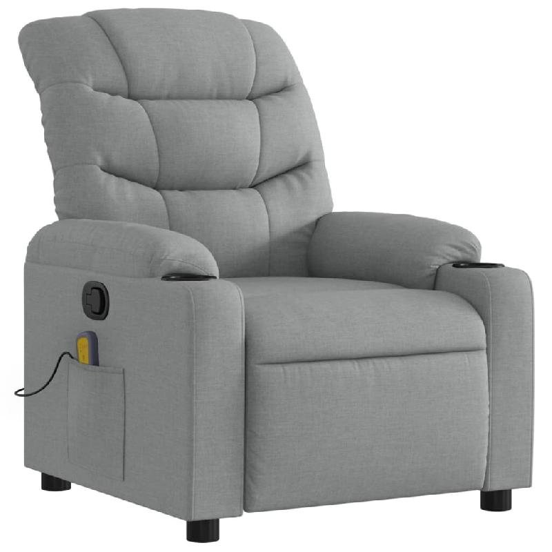 VidaXL Fauteuil de massage inclinable Gris clair Tissu Modèle Zerviora - 8721012371132_0