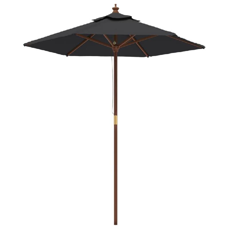 VidaXL Parasol de jardin avec mât en bois noir 196x231 cm Modèle Outdoor Phi Plus - 363165_0