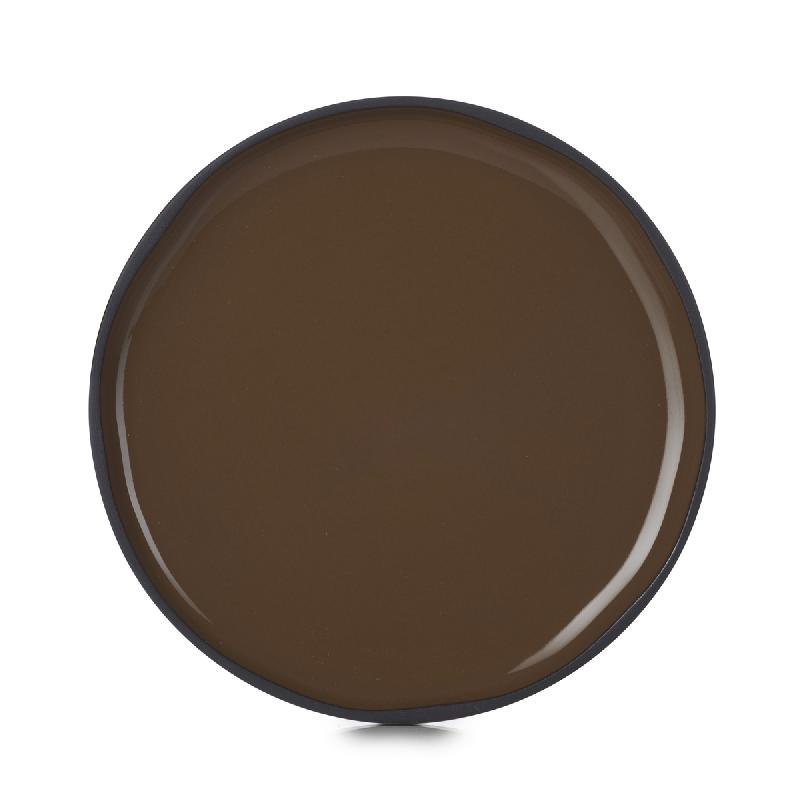 ASSIETTE PLATE ROND MARRON PORCELAINE Ø 15 CM CARACTERE REVOL