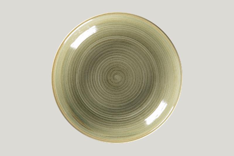 ASSIETTE COUPE CREUSE ROND VERT PORCELAINE Ø 30 CM RAKSTONE SPOT