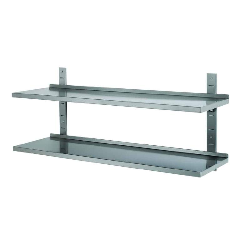 Étagère professionnelle murales pleines sur crémaillères en inox P  400 (Longueur, mm: 1800 - Réf BUD-2ETPLC184-1)_0