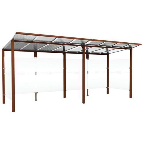 ABRI BUS MODULO 5 M AVEC BARDAGES LATÉRAUX - ASPECT CORTEN - PROCITY