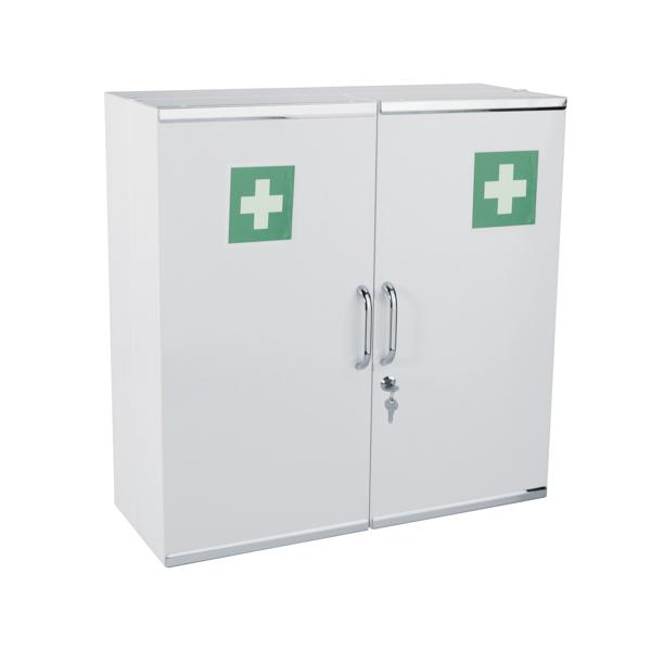 Armoires à pharmacie 2 portes - Medial - acier blanc, 12 étagères, serrure à clé_0