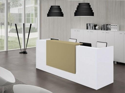 Banque d'accueil droite modèle Z2 - Officity - Beige, Blanc, 286_0