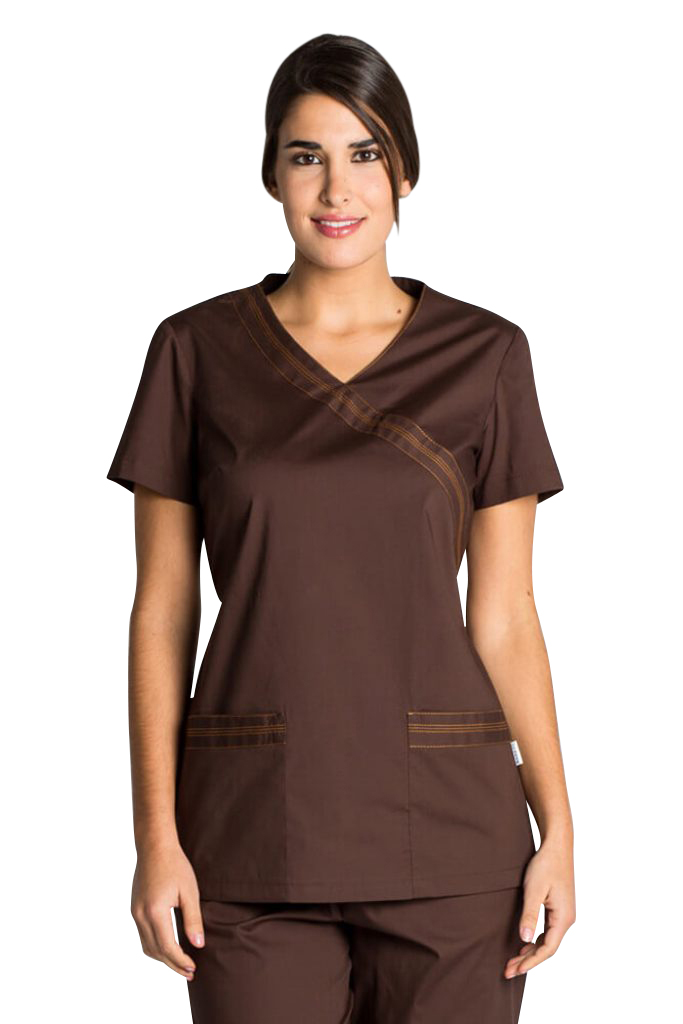 BLOUSE TUNIQUE MÉDICALE MARRON STRETCH
