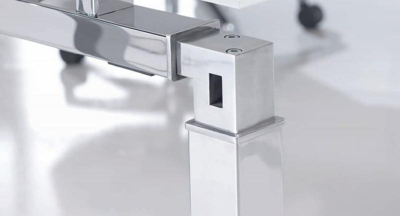 Bureau d'angle K4 avec piètement chromé - Mobel Linea - 180, Gris, Droite_0