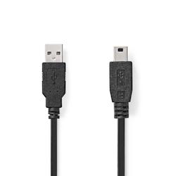 Câble Usb 2.0  A Mâle - Mini Mâle à 5 Broches  2,0 M  Noir Usage Non Intensif Nedis - 3665476641422_0