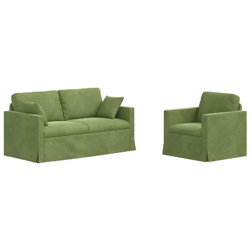 Canapé 2 pcs Vert clair 158 x 78 x 80 cm Velours Modèle Apex Panorama Élite - Matériau naturel 8721364374416_0