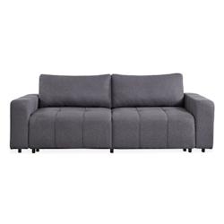 Canapé convertible 3 places Cloudy Tissu effet lin Gris foncé - 3327480076309_0
