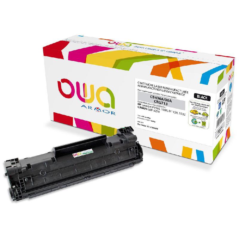 CARTOUCHE LASER OWA K12389OW COMPATIBLE HP 36A CB436A - NOIR