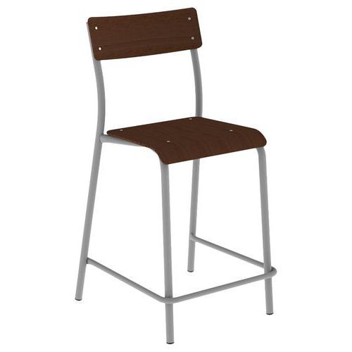 CHAISE DE BAR ANDRÉ H60 ASS/DOS WENGÉ PIÈTEMENT GRIS 9006 - MOBIDECOR