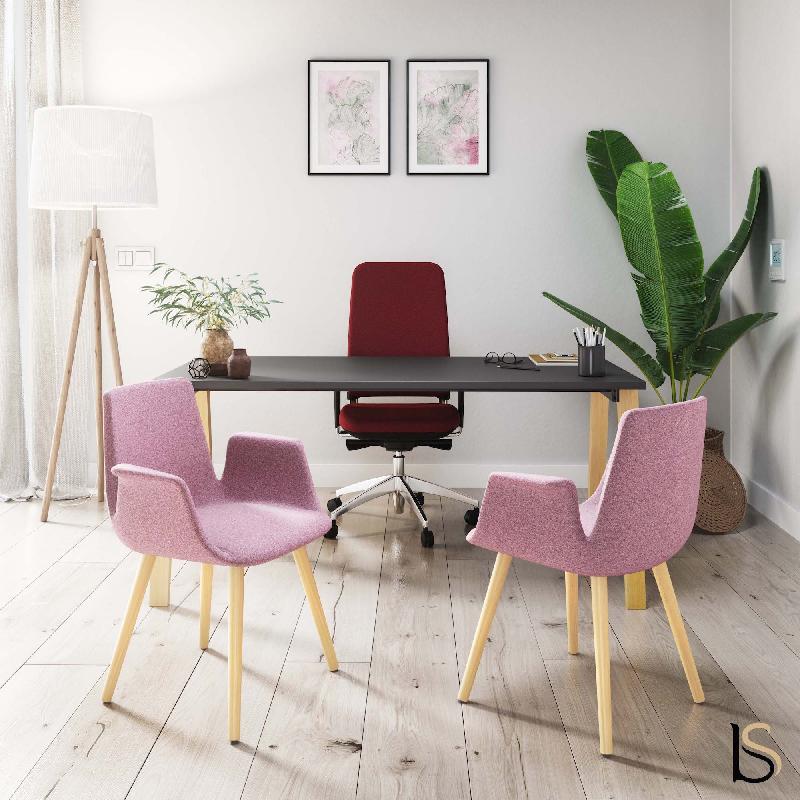 Chaise visiteurs RAN pieds bois - Mobel linea. - Cerise_1