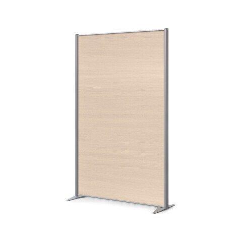 CLOISON DE SÉPARATION PLEINE B-ZEN - L 122 X H 180 CM - BOIS ANTIBACTÉRIEN CHÊNE CLAIR - PIED FIXE COULEUR ALUMINIUM