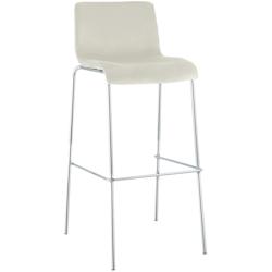 CLP Tabouret de Bar Hover Velours Piètement Quatre Pieds Chrome Crème - beige textile 327055_0